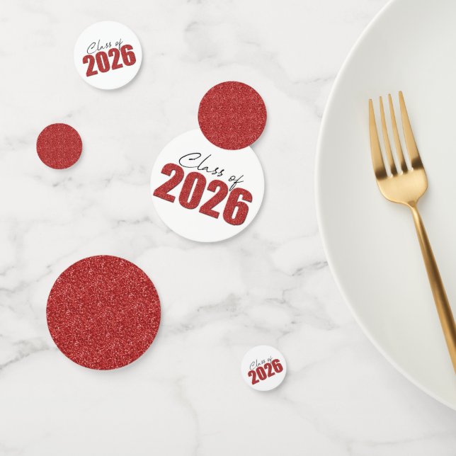 Red Glitter Class of 2026 Confetti (Group)