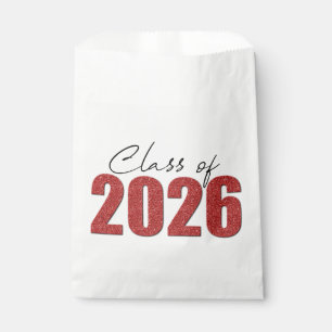 Red Glitter Class of 2026 Favor Bag
