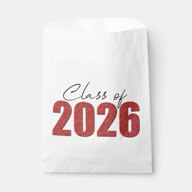 Red Glitter Class of 2026 Favor Bag (Front)