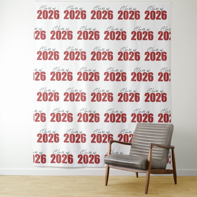 Red Glitter Class of 2026 Photo Backdrop (In Situ)