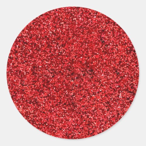 Red Glitter Classic Round Sticker