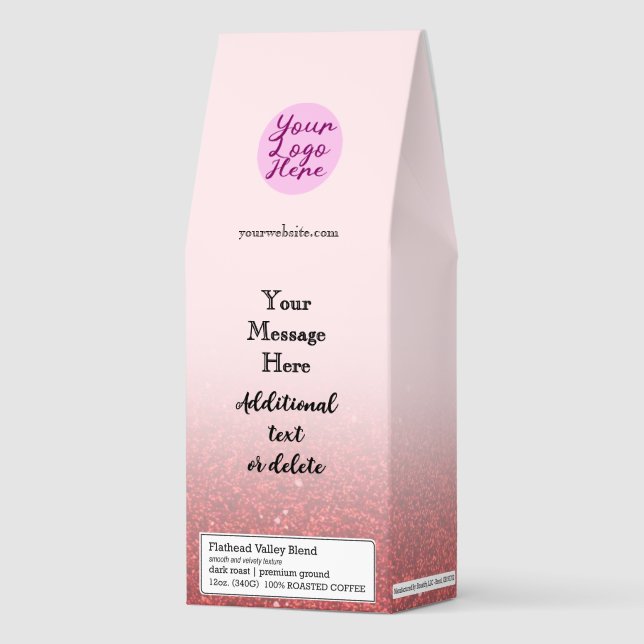 Red Glitter Custom Logo Message Ground or Beans  Roasted Coffee (Front)