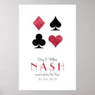 Red Glitter Destiny Las Vegas Wedding Anniversary Poster
