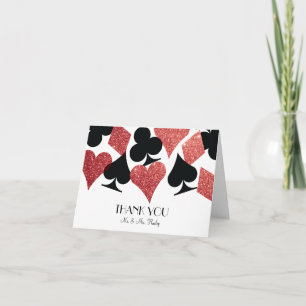Red Glitter Destiny Las Vegas Wedding Thank Yo Letterpress Thank You Card