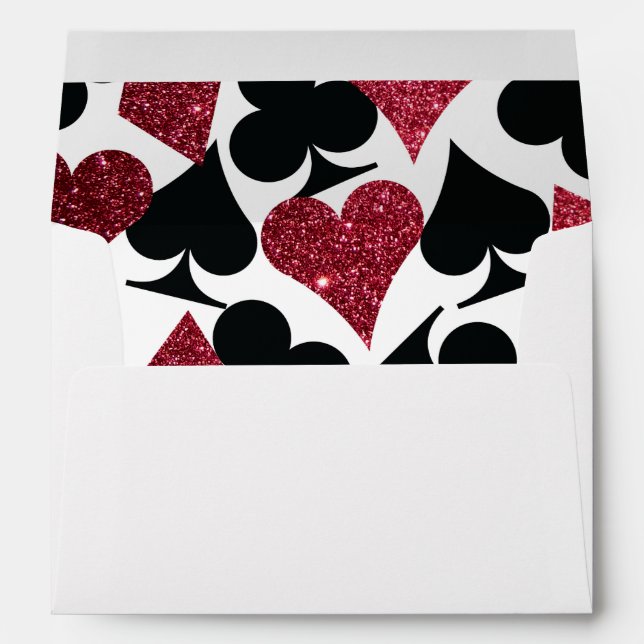 Red Glitter Destiny Vegas Wedding Envelope (Back (Bottom))