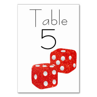 Red Glitter Dice Table Number