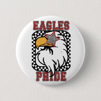 Red Glitter Eagles  Pride Game day Fan Gear Button