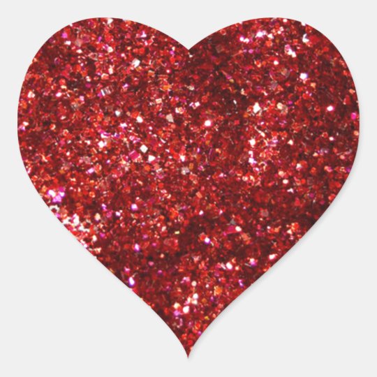 Red Glitter Effect Heart Sticker | Zazzle.com