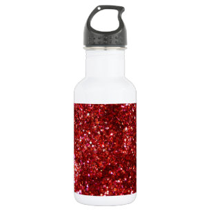 Red Glitter Effect Water Bottle