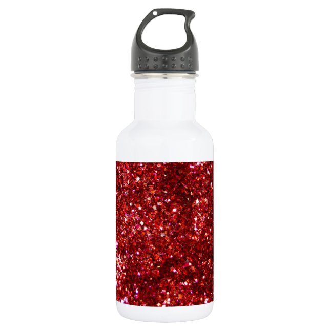 Red Glitter Effect Water Bottle (Front)