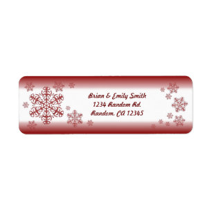 Red glitter fade snowflake return address labels