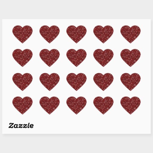 Red Glitter Faux Heart Sticker Zazzle