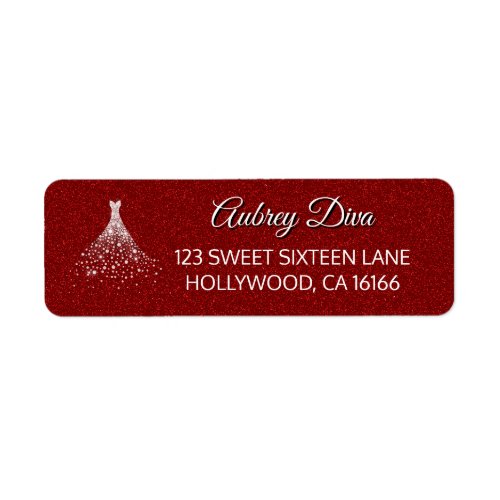 Red Glitter Glam Diamonds Dress Label