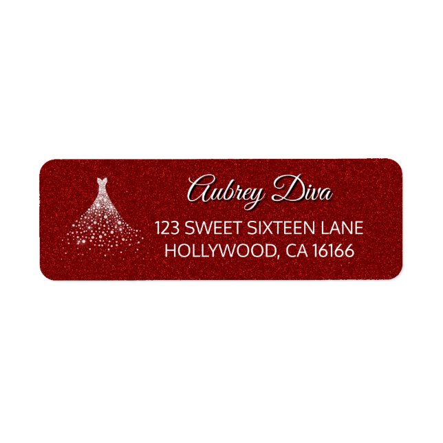 Red Glitter Glam Diamonds Dress Label (Front)
