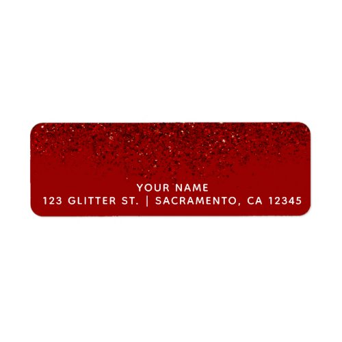 Red Glitter Glam Sparkle Elegant Chic Party Label