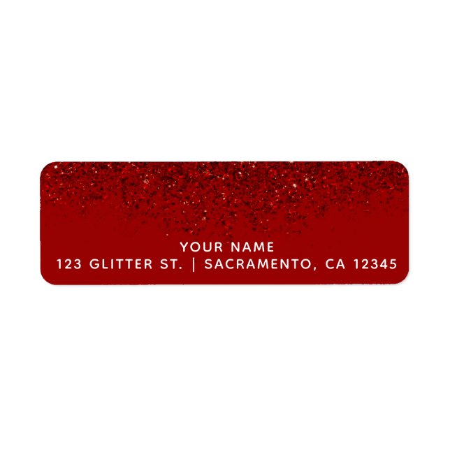 Red Glitter Glam Sparkle Elegant Chic Party Label (Front)