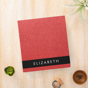 Red Glitter, Glitter Background, Your Name 3 Ring Binder