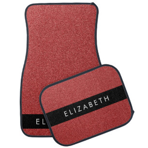 Red Glitter, Glitter Background, Your Name Car Floor Mat