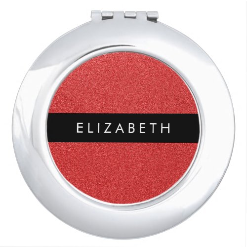 Red Glitter Glitter Background Your Name Compact Mirror