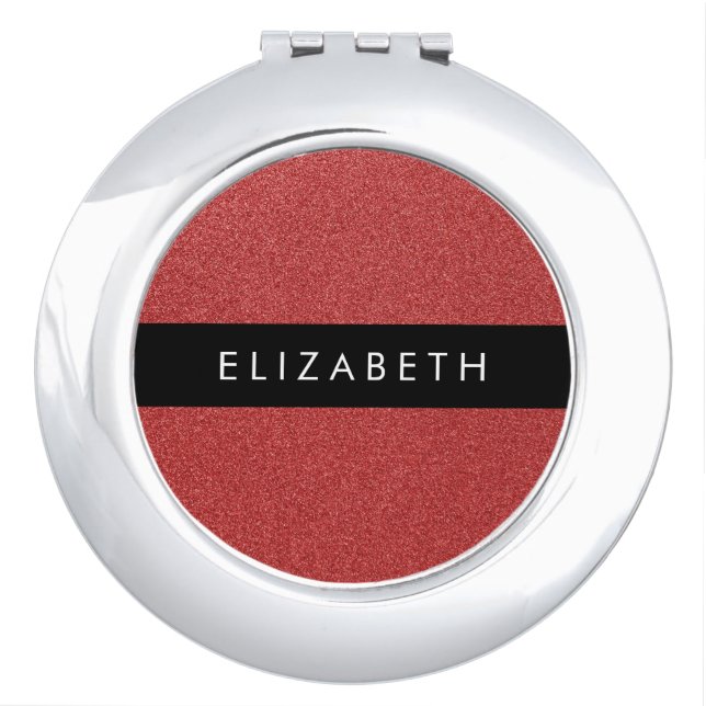 Red Glitter, Glitter Background, Your Name Compact Mirror (Front)