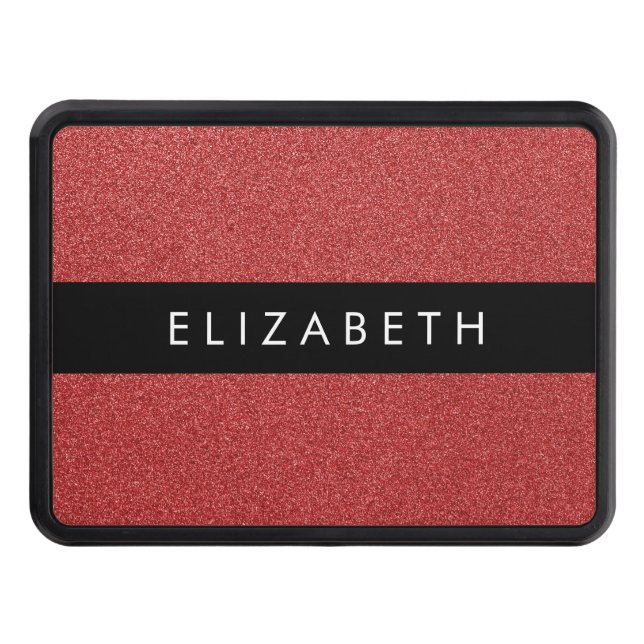 Red Glitter, Glitter Background, Your Name Hitch Cover (Front)