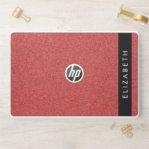 Red Glitter, Glitter Background, Your Name HP Laptop Skin