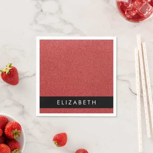 Red Glitter, Glitter Background, Your Name Napkins (Insitu)