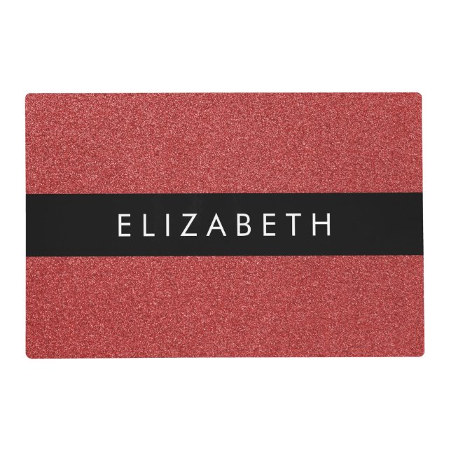 Red Glitter, Glitter Background, Your Name Placemat (Front)