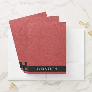 Red Glitter, Glitter Background, Your Name Pocket Folder