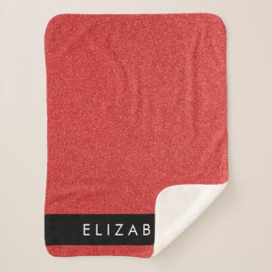 Red Glitter, Glitter Background, Your Name Sherpa Blanket