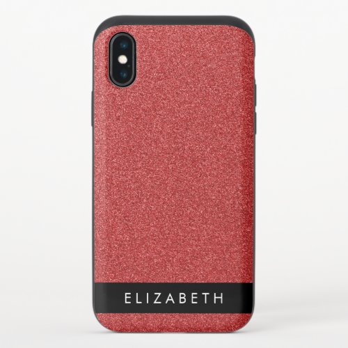 Red Glitter Glitter Background Your Name iPhone X Slider Case