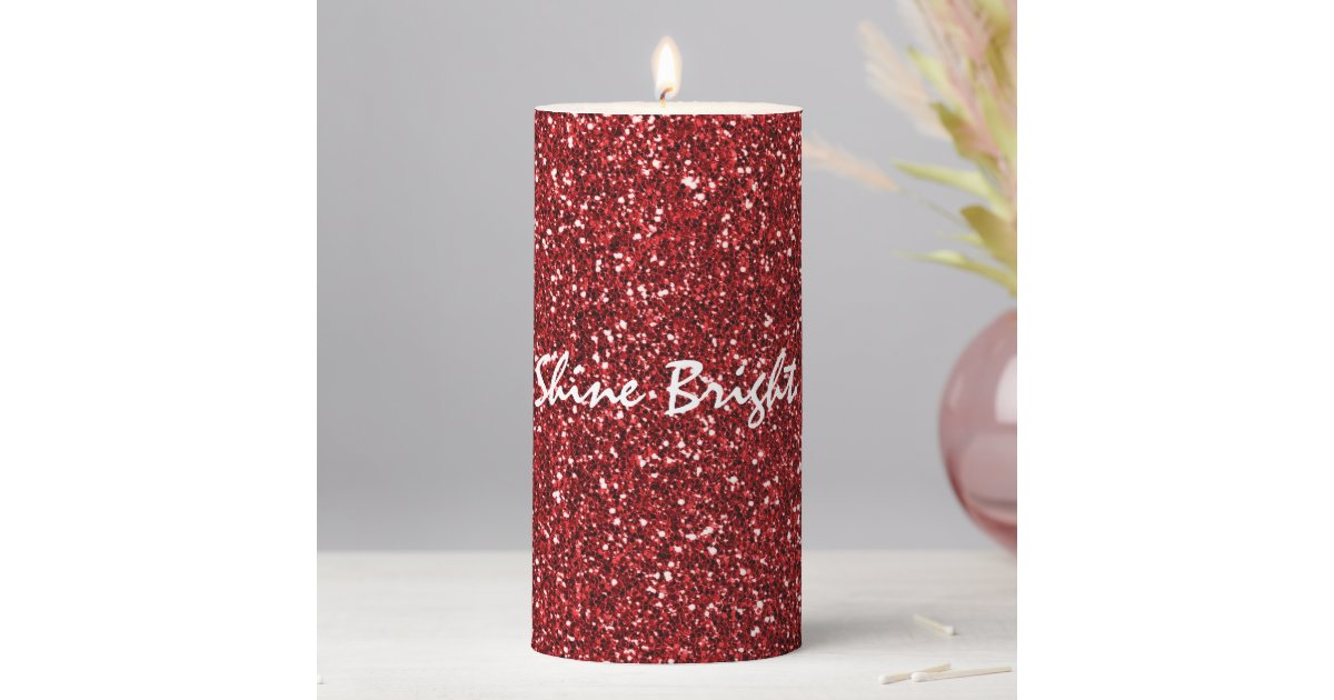 Red Glitter Glitz Pillar Candle Zazzle