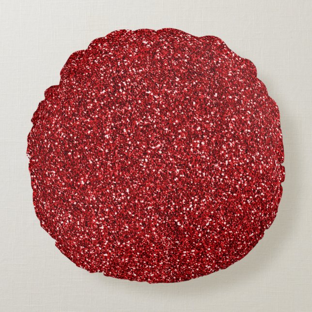 Red Glitter Glitz    Round Pillow (Front)