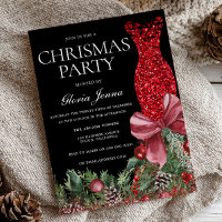 Red Glitter Gown Festive Christmas Party