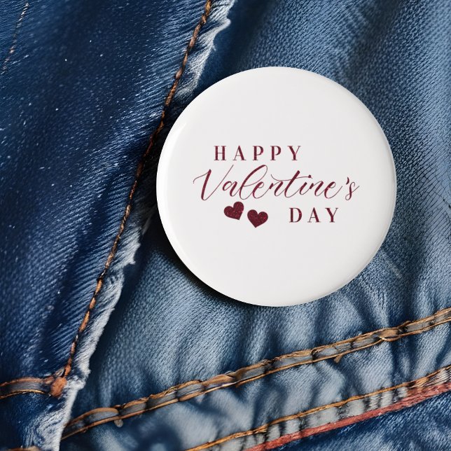 Red Glitter Happy Valentine's Day Hearts Button (Red Glitter Happy Valentine's Day Hearts button.)