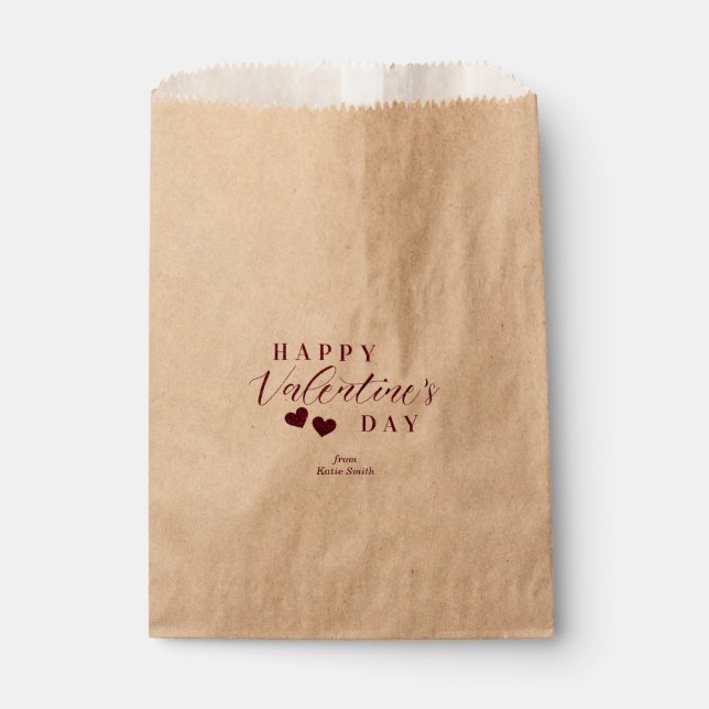 Red Glitter Happy Valentine's Day Hearts Favor Bag (Front)