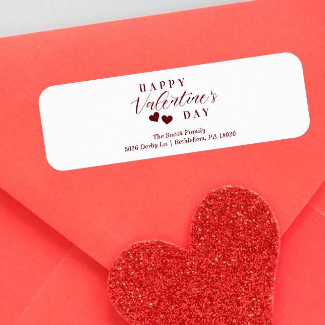 Red Glitter Happy Valentine's Day Hearts Label (Red Glitter Effect Happy Valentine's Day Hearts Label.)