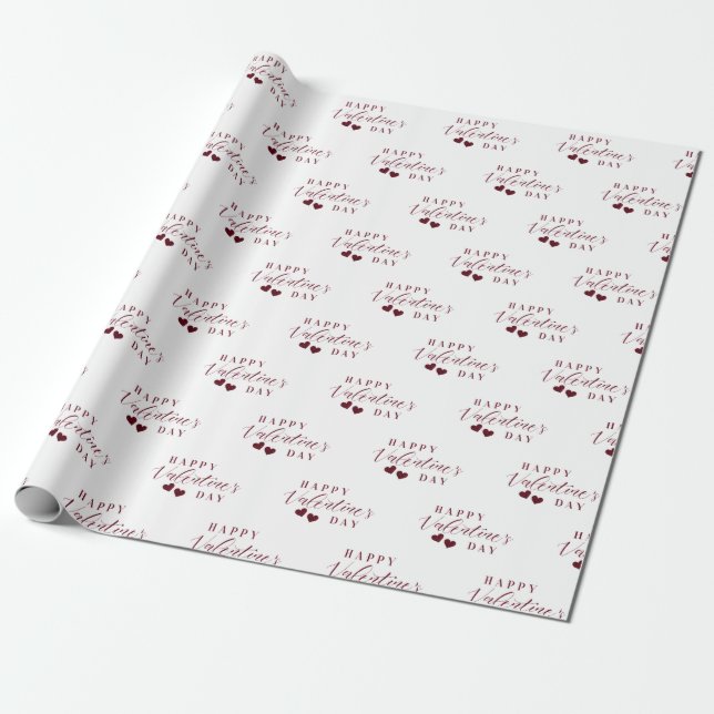 Red Glitter Happy Valentine's Day Hearts Wrapping Paper (Unrolled)