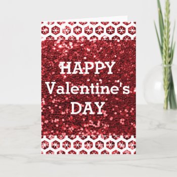 Red Glitter Happy Valentine's Day Holiday Card by its_sparkle_motion at Zazzle