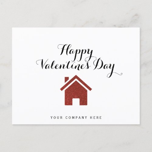 Red Glitter Happy Valentines Day Realty Postcard