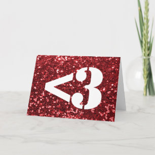 Red Glitter Heart Love Emoji Holiday Card