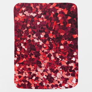 Red Glitter Heart: Minimalist Texture. Baby Blanket