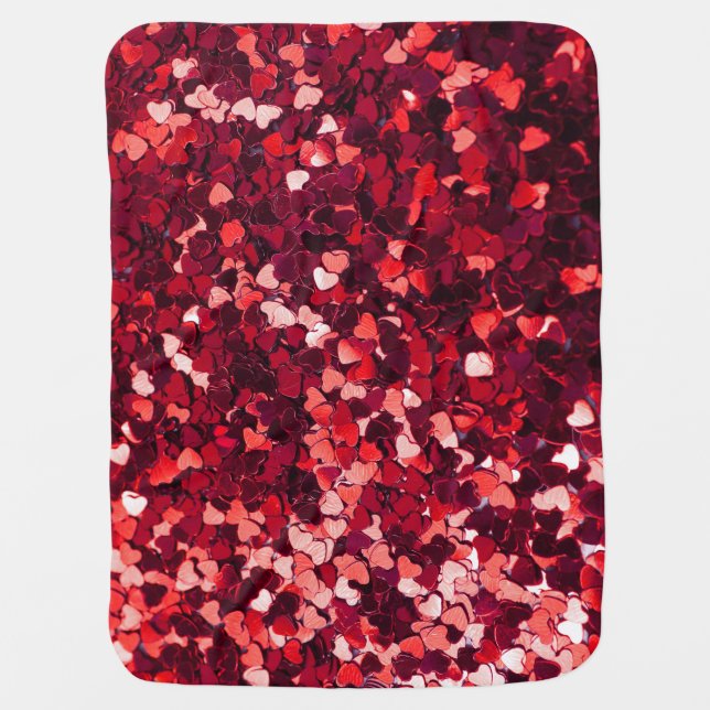 Red Glitter Heart: Minimalist Texture. Baby Blanket (Front)