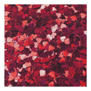 Red Glitter Heart: Minimalist Texture. Faux Canvas Print