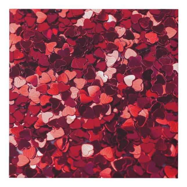 Red Glitter Heart: Minimalist Texture. Faux Canvas Print (Front)