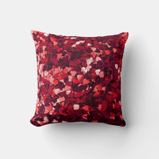 Red Glitter Heart: Minimalist Texture. Throw Pillow (Front)