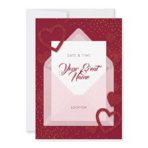 Red Glitter Heart Pink Envelope Romantic