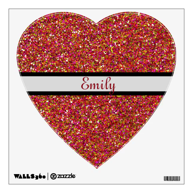 Red Glittery Look Heart: Wall Decals, Zazzle