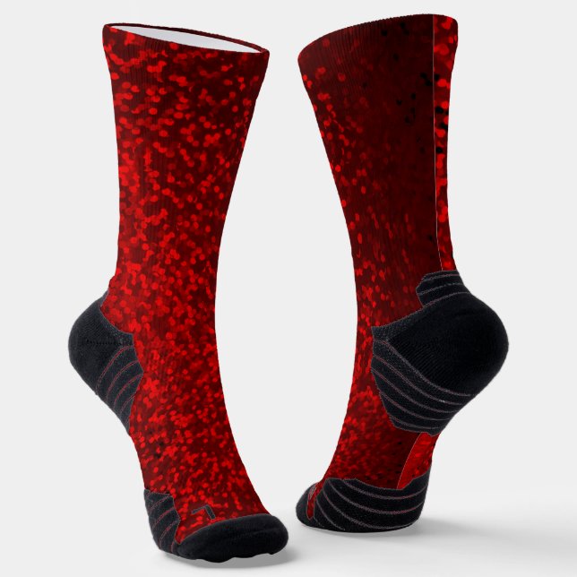 red glitter heart  socks (Angled)