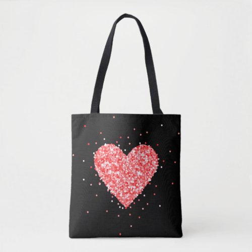 Red Glitter Heart Tote Bag